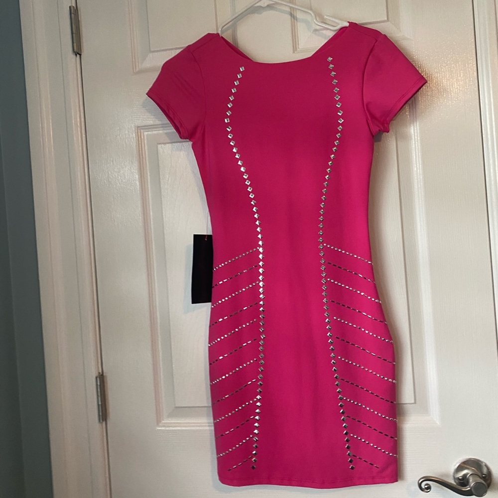 Studded Pink Bebe dress